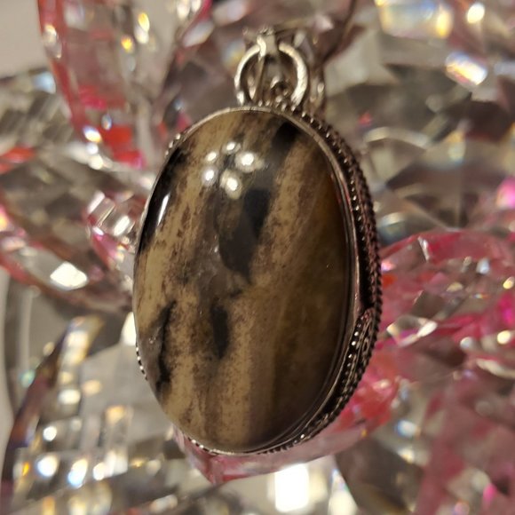 Jewelry - PICTURE  JASPER  STERLING  SILVER  PENDANT